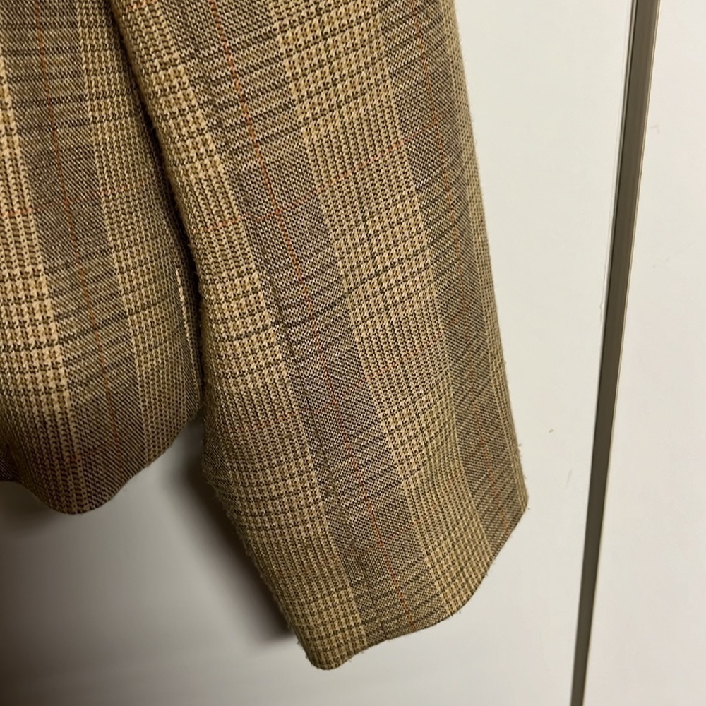 Jones Wear Petite 12P Plaid Stretch Blazer Tan Brown Career Jacket Lined - Picture 10 of 11